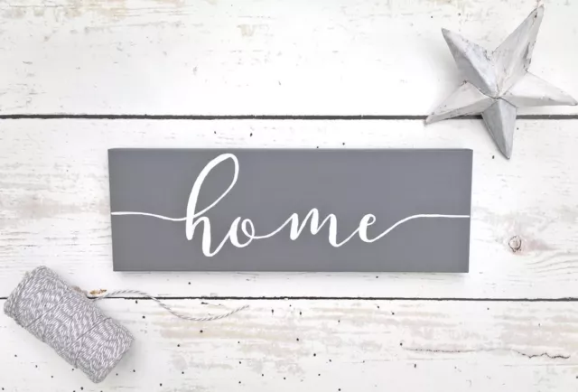 Hand Painted Wooden Home Sign Plaque Grey White New Home Housewarming Gift Decor