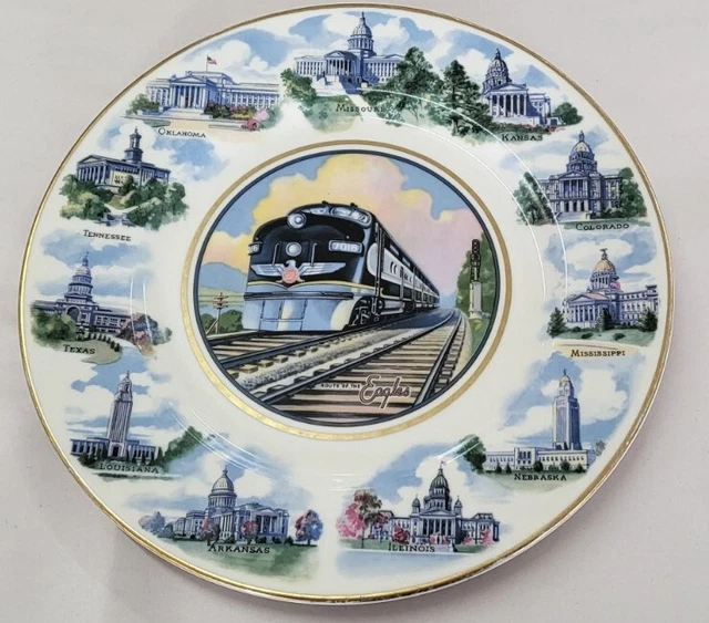 Missouri Pacific Lines Railroad Route of the Eagles Syracuse Plate w Capitols