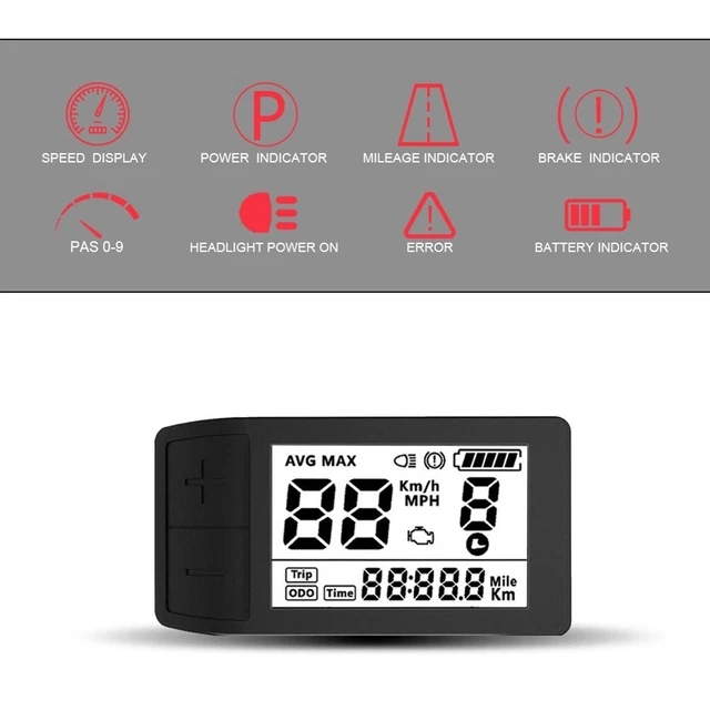24V/36V/48V/60V S886 EBIKE Panneau D'Affichage LCD AccéLéRateur au