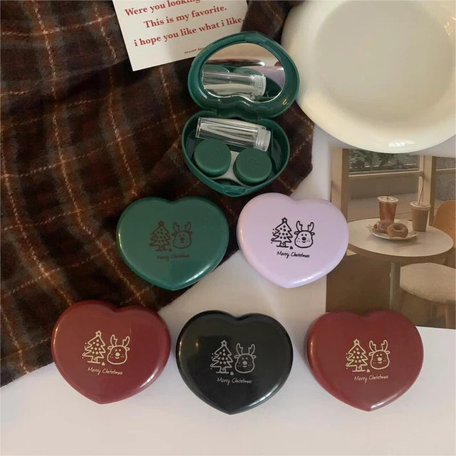 Christmas Heart Contact Lens Case Lovely Portable Contact Lens Box For Girls Wa