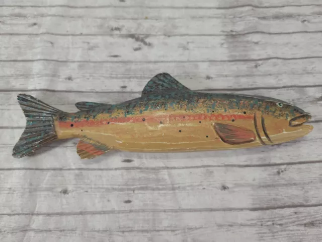 hand carved wood trout 12"