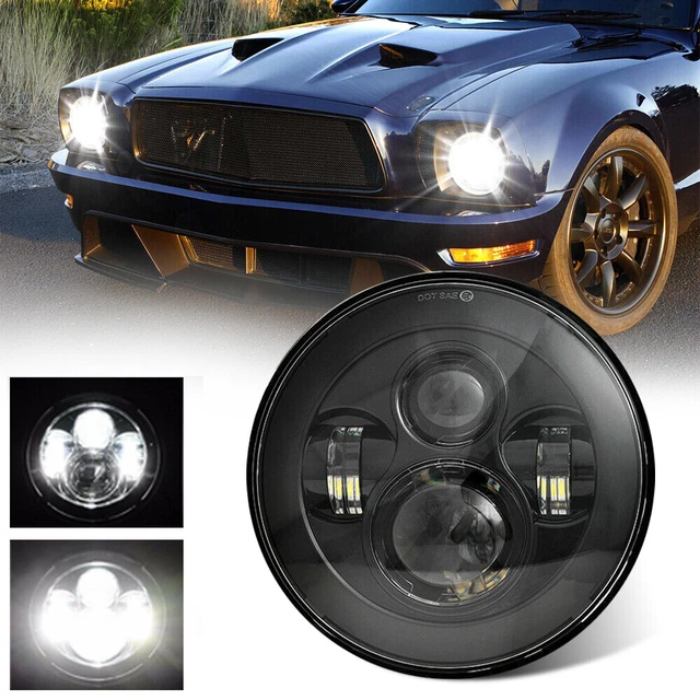 7" Inch LED Headlight Black Hi/Lo Beam For Ford Mustang 1965-1978 F100 F250 F350