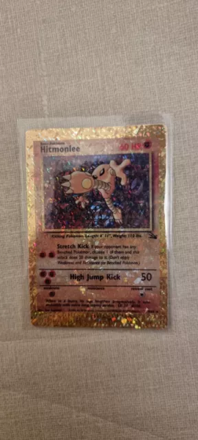 Hitmonlee Pokemon HOLO Prism Vintage Pokemon Golden Sticker Card