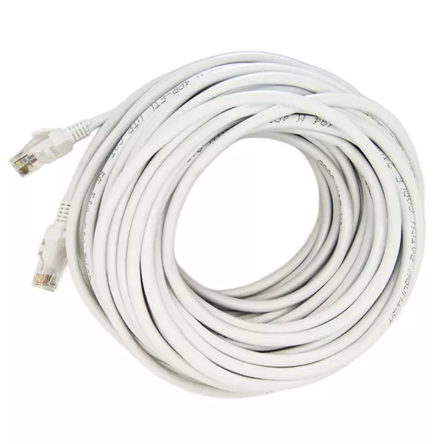 15M 50FT RJ45 CAT5 CAT5E Ethernet LAN Network White Patch Cable Cord New