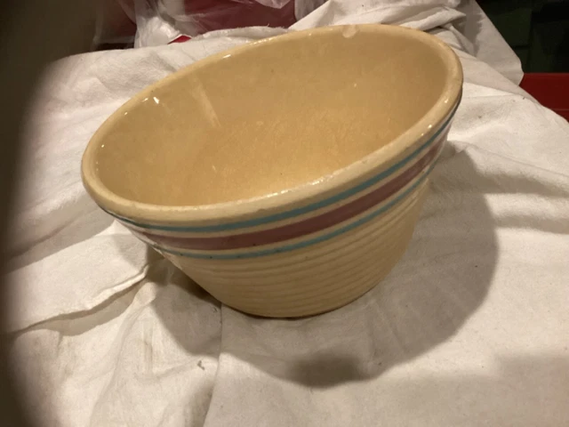 Vintage Watt Pink/Blue Stripe Mixing Bowl #7