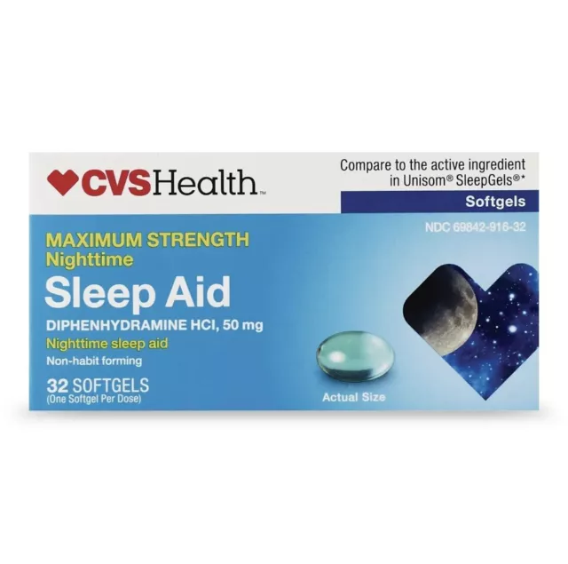 Gemelos blandos de ayuda nocturna para dormir CVS Health Maximum Strength, 32 CT