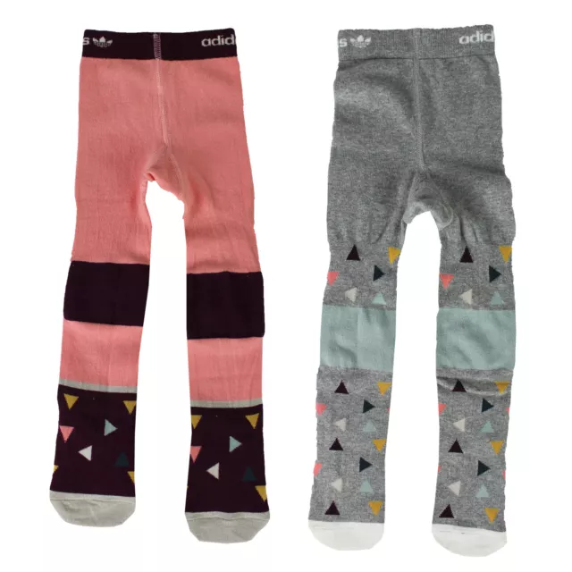 2x Adidas Originals Bambini Ragazza Collant Calzini Set Pantaloni Rosa Grigio
