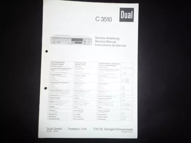 Original Service Manual Schaltplan  Dual C 3510