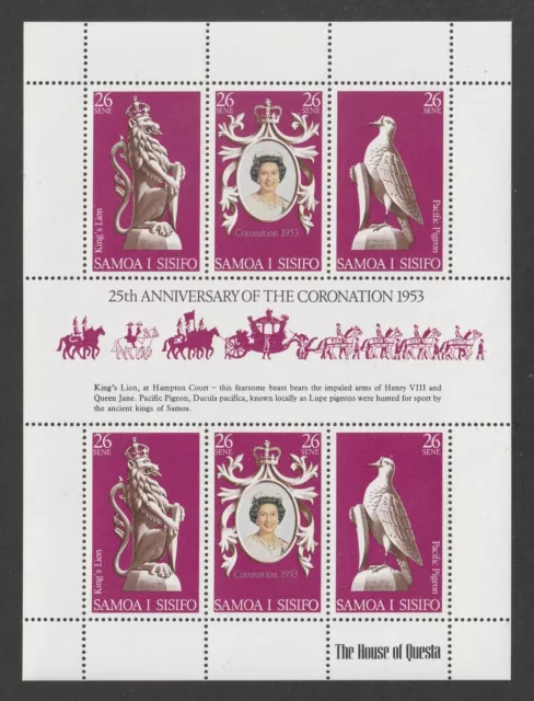 Samoa 1978 Qeii Coronation 25Th Anniversary Sheetlet Sg508-510 Mnh