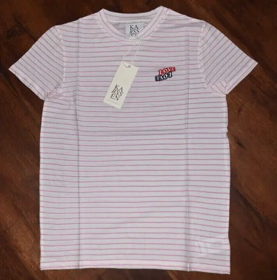 ZOE KARSSEN Love Love Loose fit Pink Stripe Women's t shirt SS191003 Size L