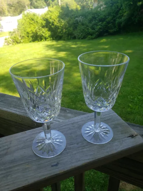 Set of 2 Waterford Crystal Lismore Water Goblet Glasses 6 7/8" FREE SHIPPING