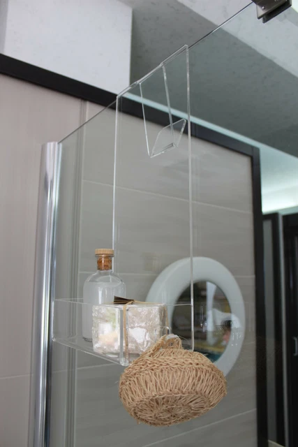 Agplex Porta Shampoo Doccia In Plexiglass Trasparente, Mensola Porta Sapone E Bagnoschiuma Senza Forare, Facile Installazione, Per Box Fino A 15mm | Leroy Merlin - 3