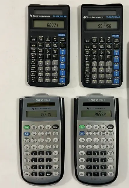 Texas Instruments TI-36X Lote De 4 Solar Científico Calculadoras Con Fundas