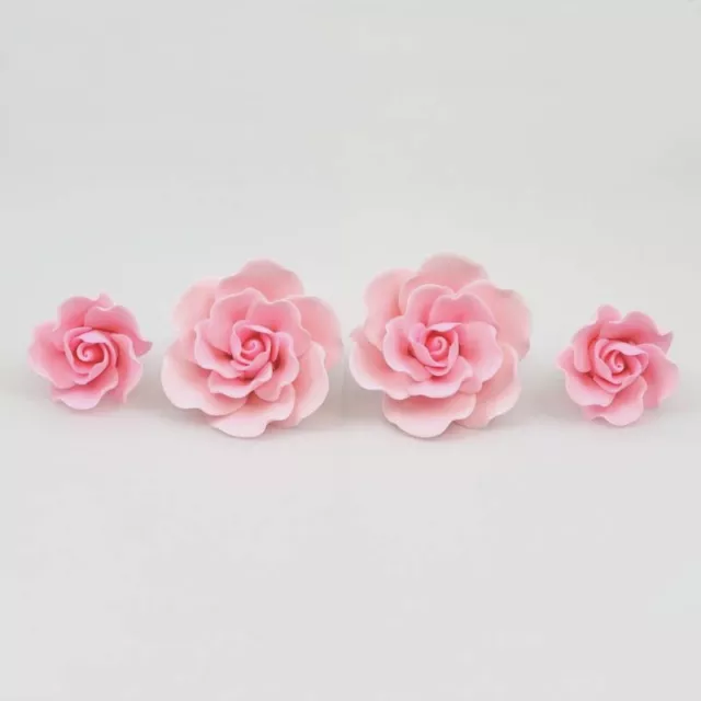 4 Pink Damask Roses Sugar flower wedding birthday cake decoration topper craft