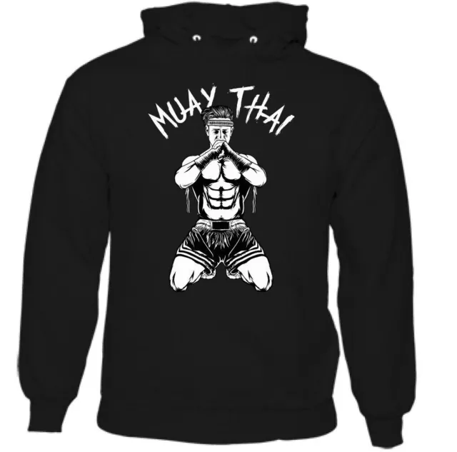 Muay Thai Mens Martial Arts Hoodie MMA Kick Boxing Pads Gloves Training Top