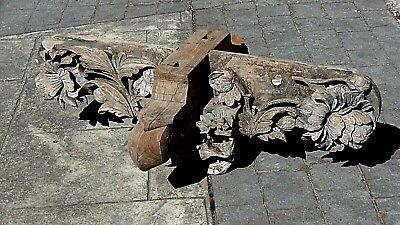 ANTIQUE 18c CHINESE HARDWOOD TEMPLE CARVING W/CENTER HORSE,DRAGON HEAD&TAIL ETC.
