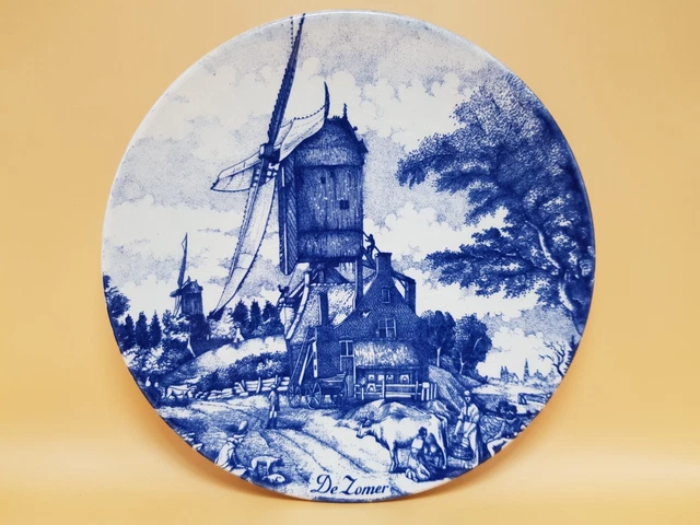 DELFTS BLAUW 17CM Hand Painted Wall Plate Delft Blue De Zomer Holland £ ...
