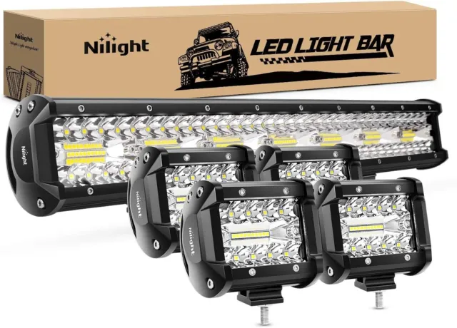New 20 Inch 420W Triple Row Flood Spot Combo Led Light Bar 4PCS 4Inch 60W LED...