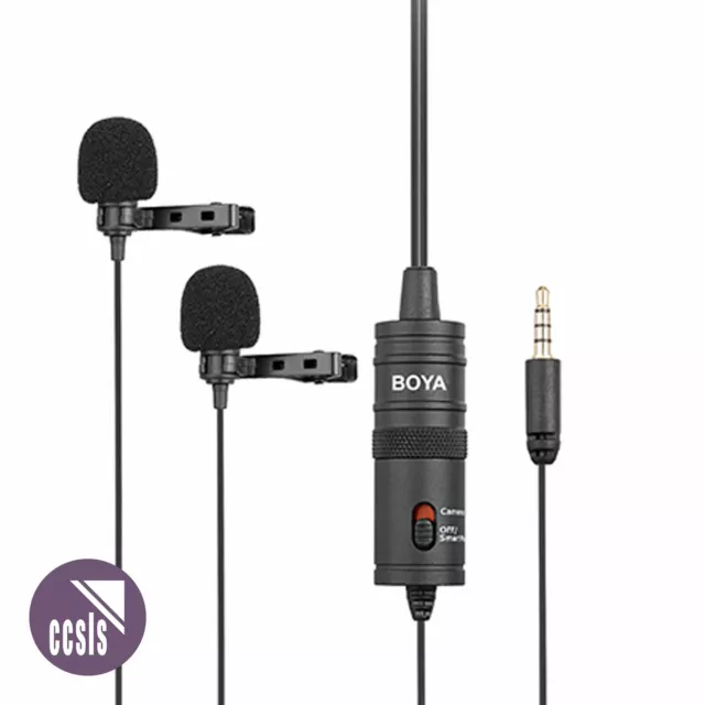 Boya BY-M1DM Dual Omni-Directional Lavalier Microphone for Video DSLR & Phone