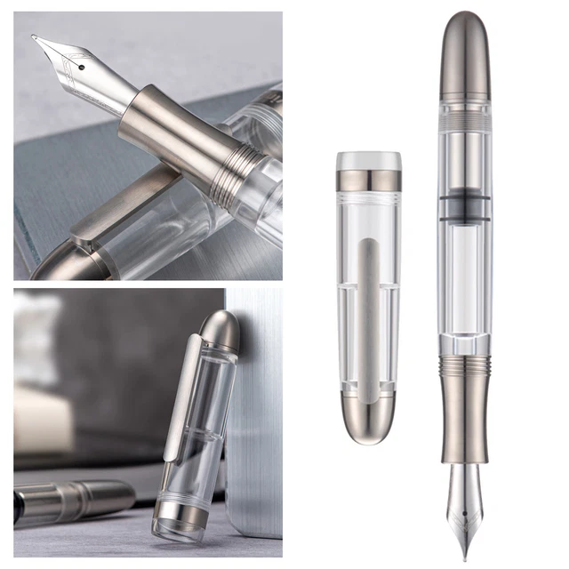 New Asvine P36 Piston Fountain Pen Bock/Asvine Nib Titanium&Acrylic Writing GiZQ