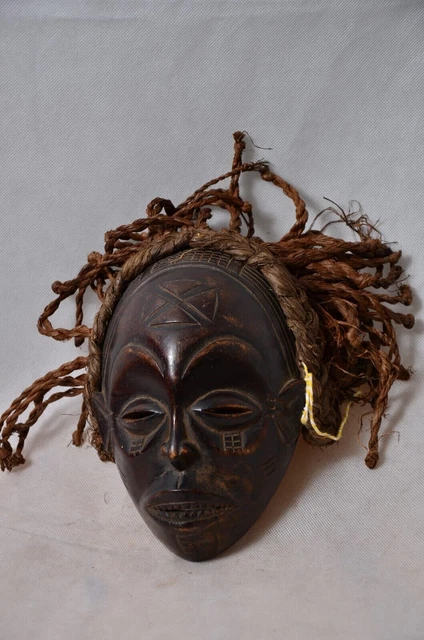 African Chokwe Mask Mwana Pwo with Headdress Congo African Art