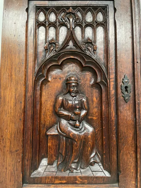 Stunning Gothic Revival Door panel Carved in oak