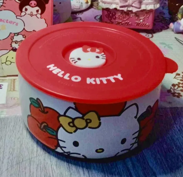 Sanrio Hello Kitty Ceramic Bowl with Lid 7-11 EUC