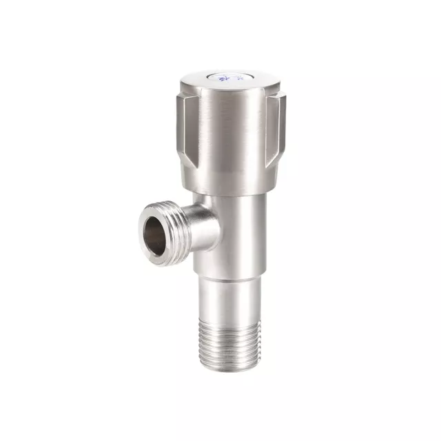Uxcell Household Angle Valve G1/2in Male Thread 2 Ways 201 Stainless Steel  Water Stop Valve Blue