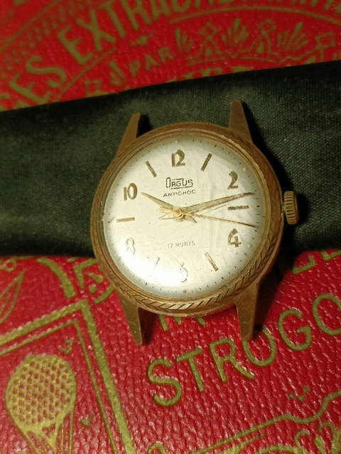 Montre Vintage Fedex Homme/femme, Boîtier Plaqué Or, Bracelet Cuir, Non Fonctionnelle (P246)