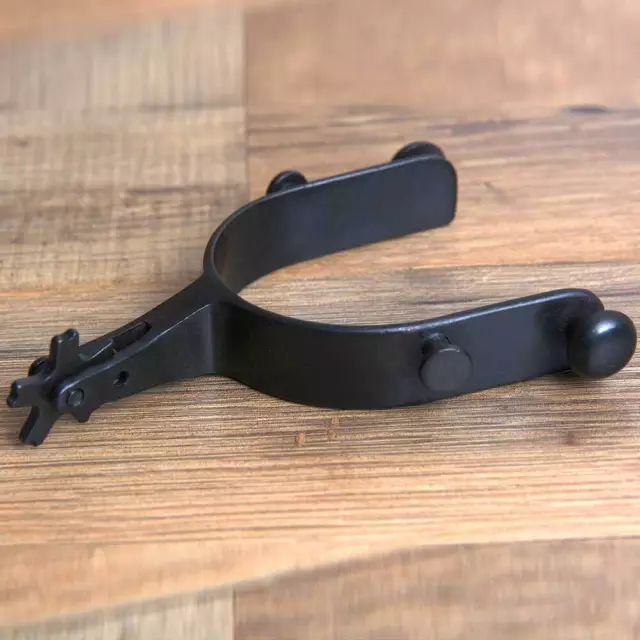 44CN Hilason Western Black Steel Adult Horse Riding Rodeo Spurs Pair