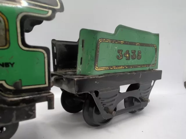 Loco de vapor vintage Hornby calibre O 3435 reloj modelo de hojalata ferrocarril 3