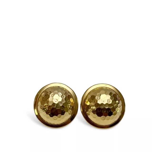 Vintage Goldtone Hammered Dome Round Button Screwback Earrings