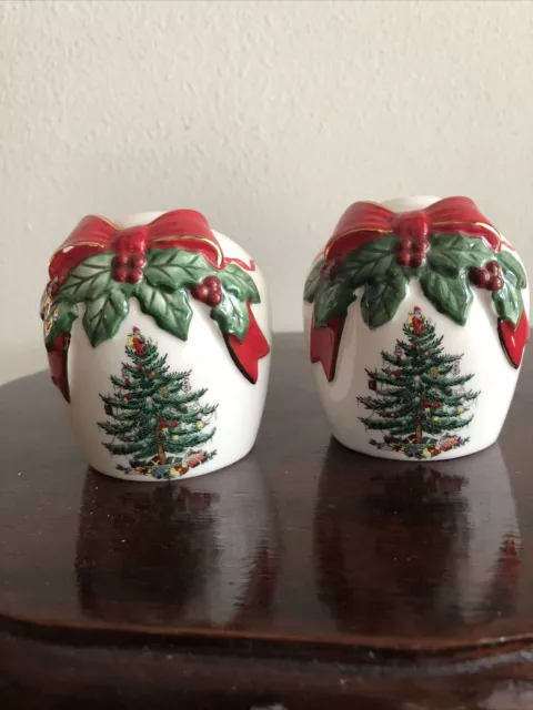 Spode Christmas Tree Bows Salt & Pepper