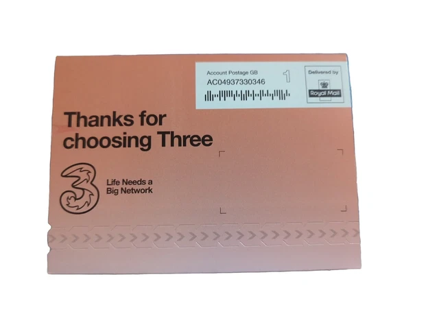 SIM Ricaricabile Three Per Tablet Dongle 3 Schede SIM Precaricate Three, Dati 4G/5G, Valide 60 Giorni, Per Viaggi All'estero Very Mobile Sim