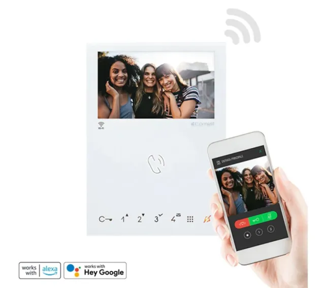 Comelit 6741W Videocitofono Wifi A Colori Vivavoce Monitor Mini Comp. Con Alexa
