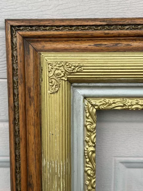 Antique Oak Victorian Large 28 1/4” X 20 1/4”Ornate Gesso Wood Picture Frame