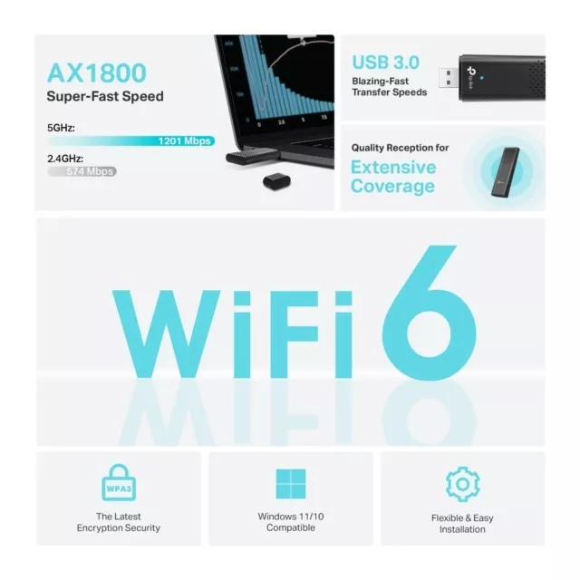 TP-LINK Archer TX20U AX1800 Dual Band Wi-Fi 6 Wireless USB Adapter 3