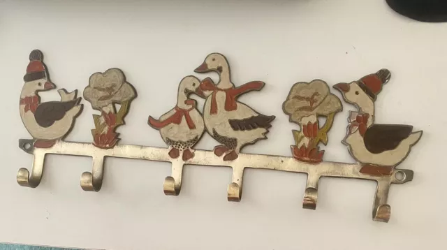 Vintage Solid Brass Duck Coat Hooks