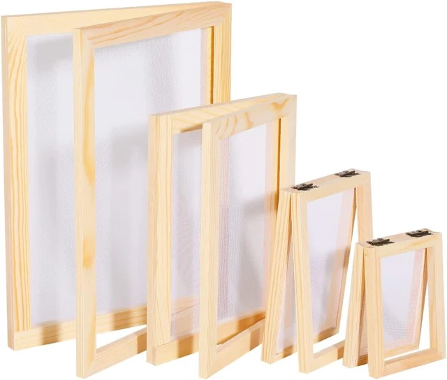 Worown 4 Größen A4, A5, A6 A7 2 in 1 Holz Papierherstellung Bildschirm, Papierherstellung Mou