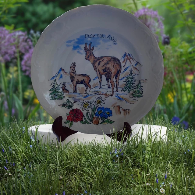Ancienne Gourde En Peau – Décor Chamois – Clairvaux Les Lacs – Vintage 1950/60 – France