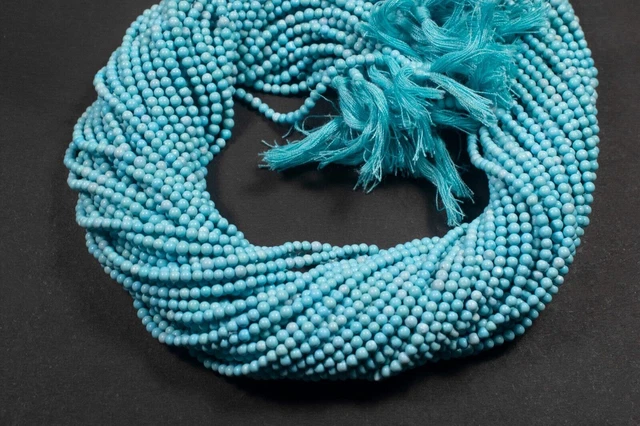 AAA Handmade Bisbee Turquoise Plain Round Gemstone 12" 3mm 4mm 5mm Perles... 2
