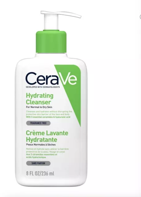 NEW CeraVe Hydrating Cleanser for Normal to Dry Skin 236ml, 472ML makeup remove