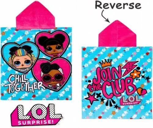 LOL L.O.L Surprise Girls Kids Hooded Poncho Towel Beach Bath Holiday Summer Sun