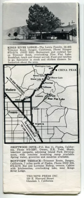 Old Travel Brochure: "Map Of Kings River & San Joanquin River Areas" [Calif] 2