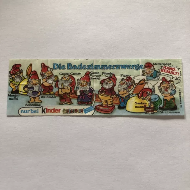 Üei Kinder Ferrero - HPF - BPZ Beipackzettel - Badezimmerzwerge - D/1991 - Gr. L