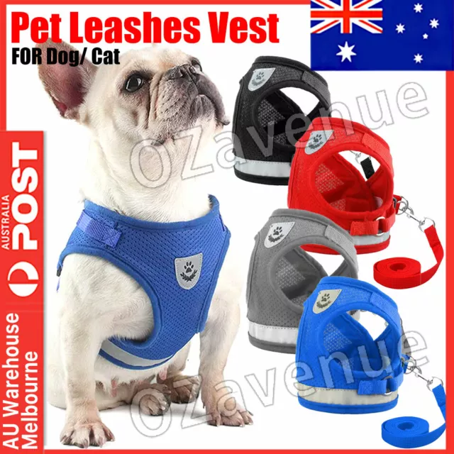 Kitten Dog Cat Walking Harness Lead Leash Collar Pet Vest Mesh Adjustable New