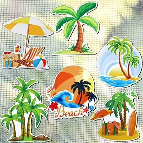 6 Pairs Palm Tree Screen Door Magnets Double Sided Screen Stickers Decorative