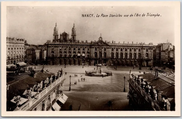 Nancy La Place Stanislas Vue De L'Arc Triomphe France Real Photo RPPC Postcard