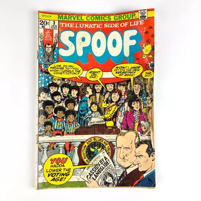 Vtg Spoof 3 Marvel Comic 1973 Richard Nixon Rock Roll John Lennon Rolling Stones