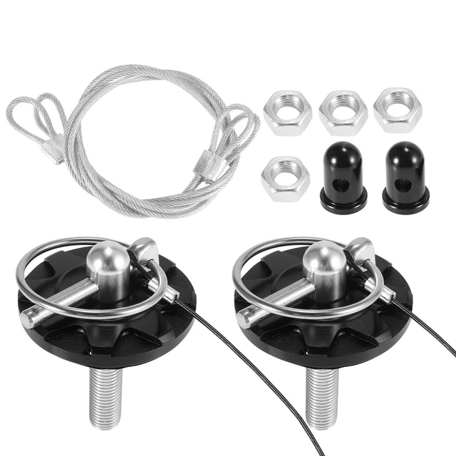 2 Set Universal Car Hood Pin Kit Aluminum Alloy Hood Pin Lock Latch Catch Black